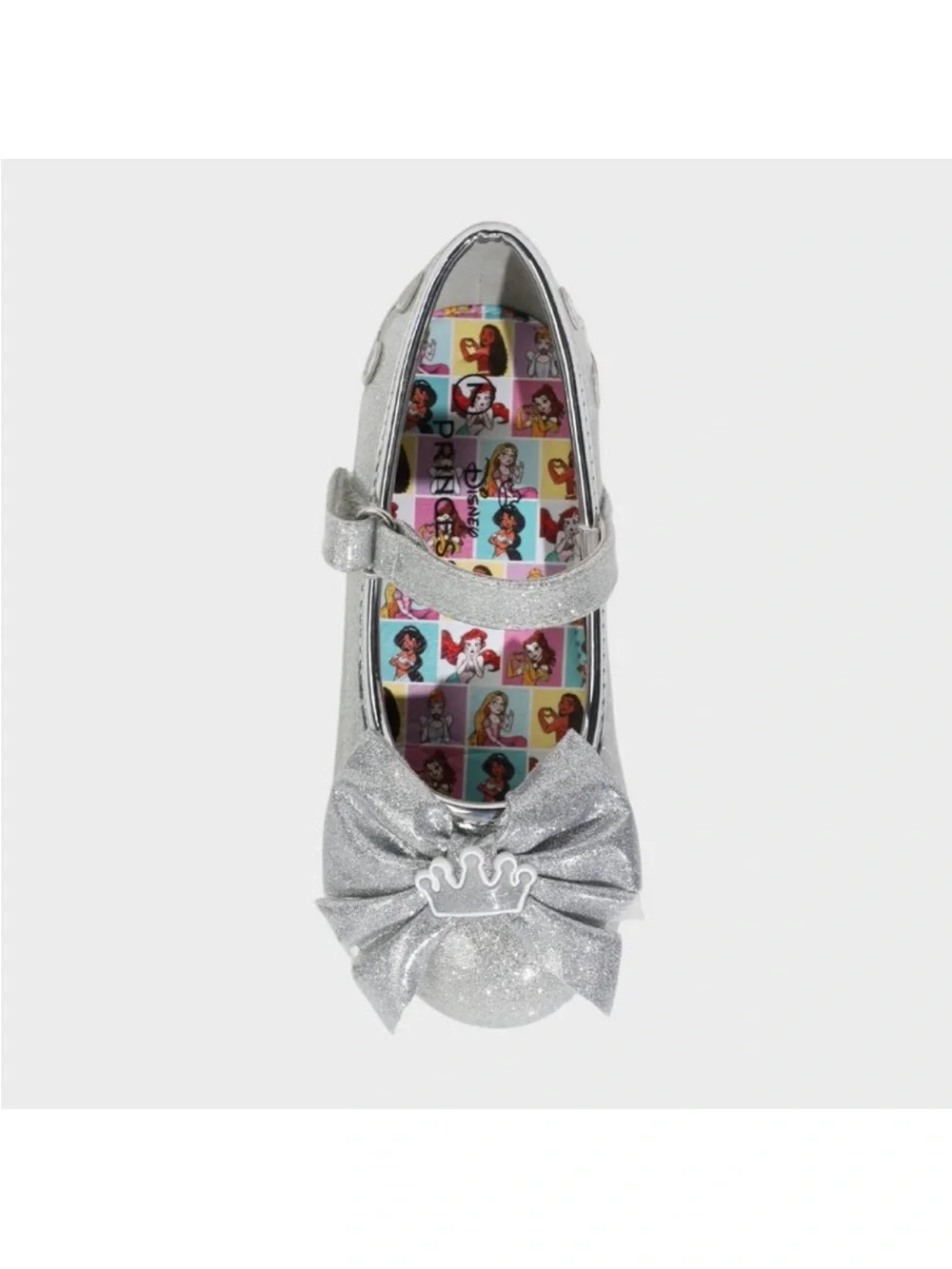 Toddler Girls' Disney Mary Jane Heels - Silver -Adjustable Strap, Block Heel,